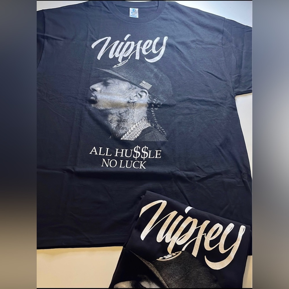 NIPSEY ALL HU$$LE NO LUCK BLACK T-SHIRT